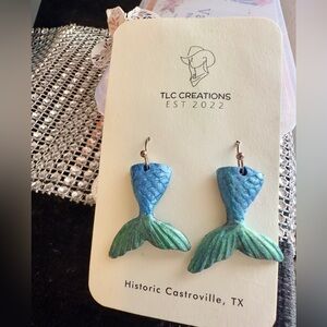 NWT Blue and Green Mermaid Tail Earrings.